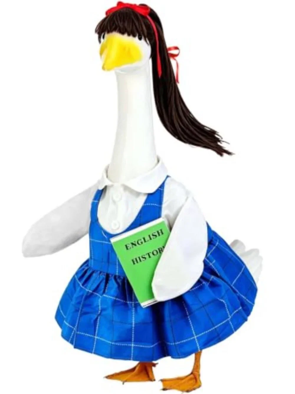 Back to School Goose Outfit with Wig - Blue Plaid Dress
